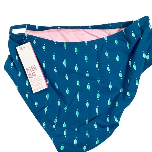 Lilly Pulitzer Rumy High Waisted Bikini Bottom Macaw Blue Coconut Row Size 8 NWT - Picture 6 of 11